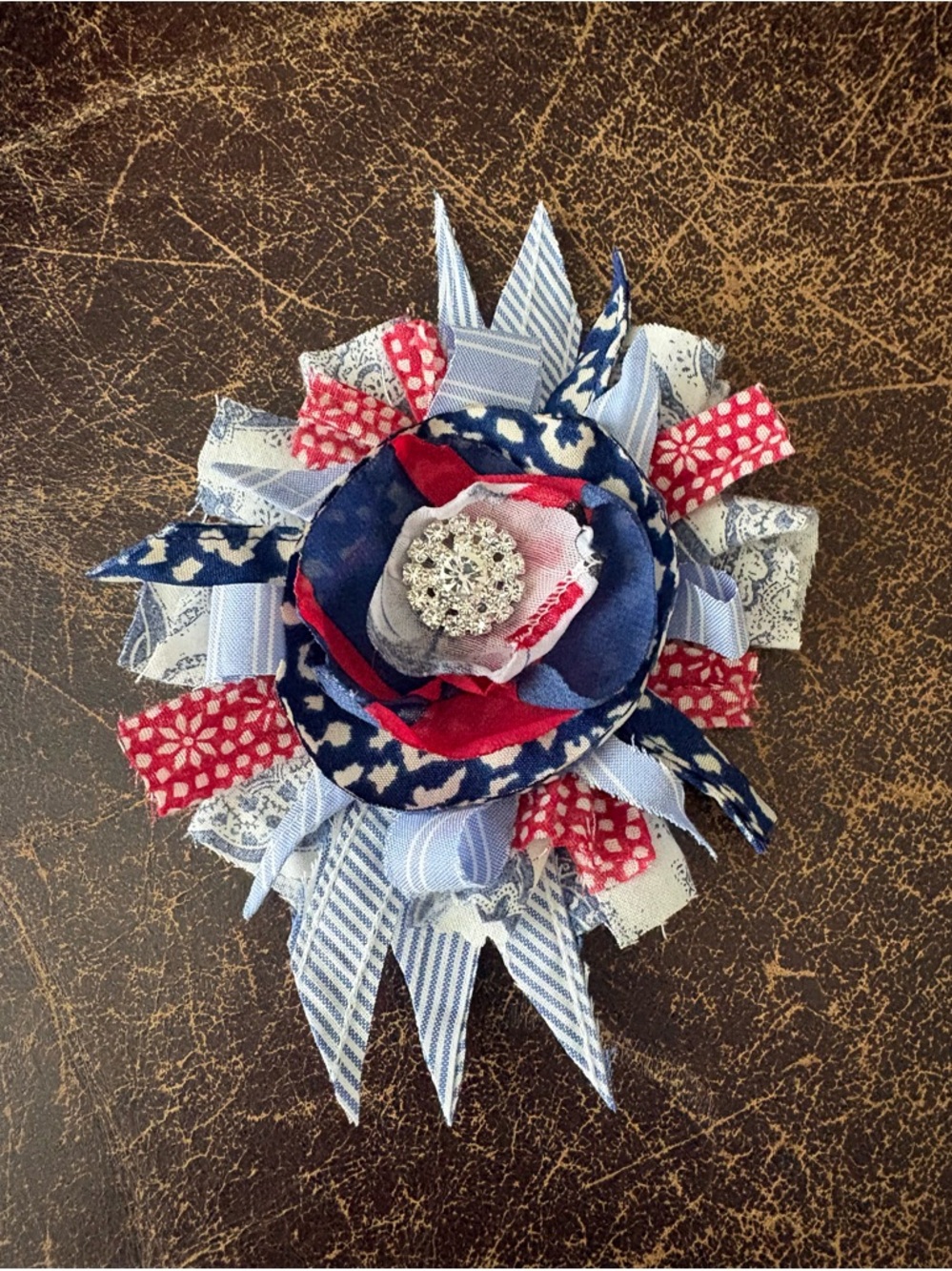 Patriotic Red, White & Blue Fabric Flower accessory